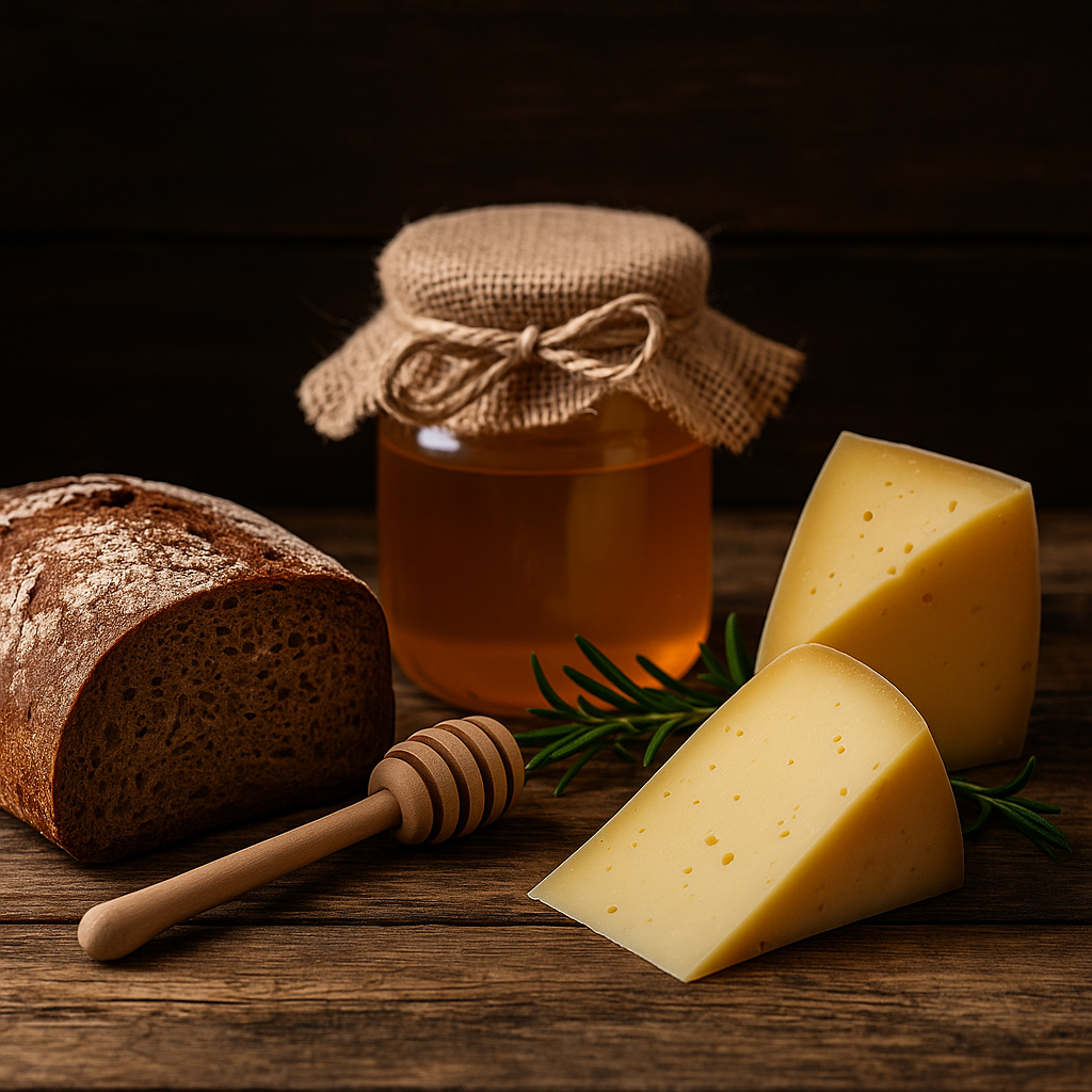 Käse, Brot und Honig aus der Region